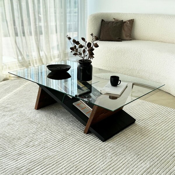 Hanah Home dohányzóasztal fekete, gesztenye Livello - Fekete, Gesztenye