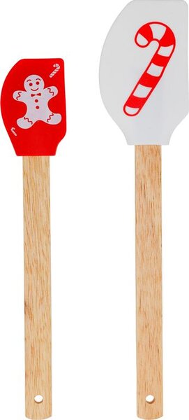 MagicHome sütő/főző spatula, karácsonyi, szilikon, piros/fehér nyomtatással, Eladó doboz 18 szett