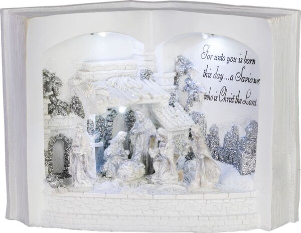 MagicHome karácsonyi dekoráció, Betlehemes könyvben, angol név, 3 ??LED, 3xAA, belső, 27,50x12x19 cm