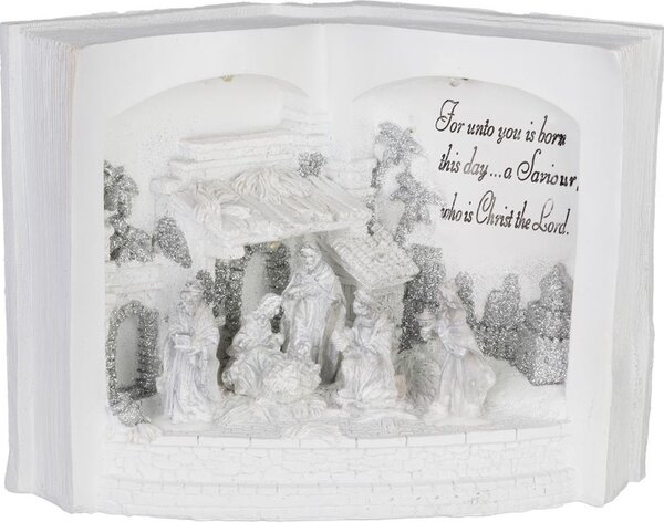 MagicHome karácsonyi dekoráció, Betlehemes könyvben, angol név, 3 ??LED, 3xAA, belső, 27,50x12x19 cm