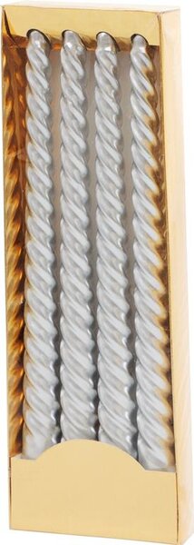 Gyertya MagicHome Karácsony, 25 cm, csomag 4 db, ezüst, spirál, csavart