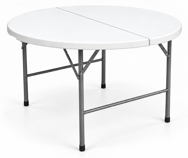 Kerti asztal összecsukható Ø122 cm HDPE, fehér