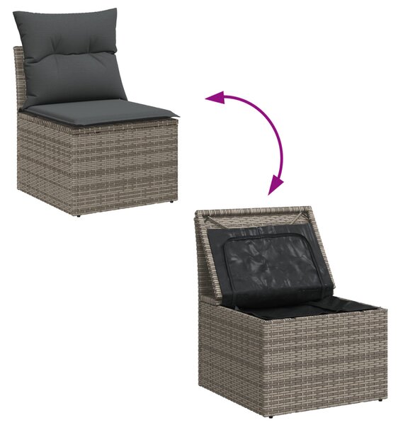 VidaXL Kerti Kanapé Szett párnával tárolóval 4 pcs Szürke Polyrattan