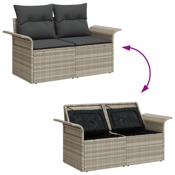 Kerti Kanapé Szett párnával 6 pcs Világosszürke Poli rattan