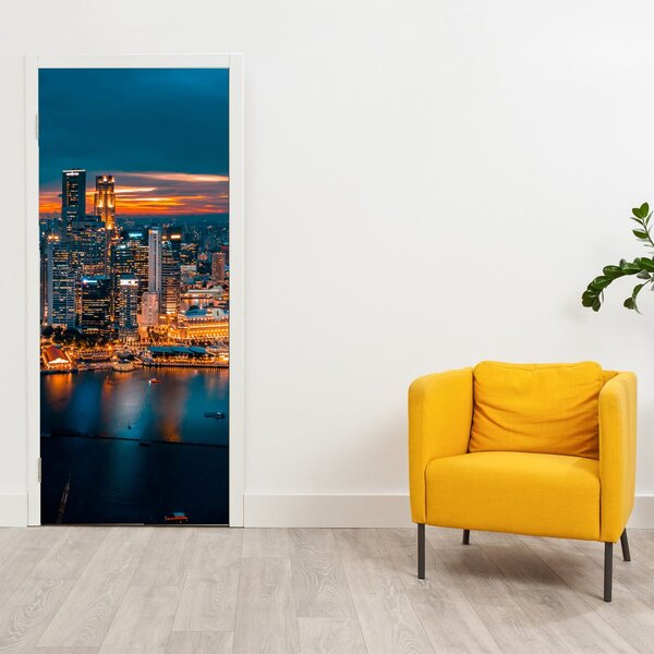 Fotótapéta ajtóra - Éjszakai város (95x205cm)