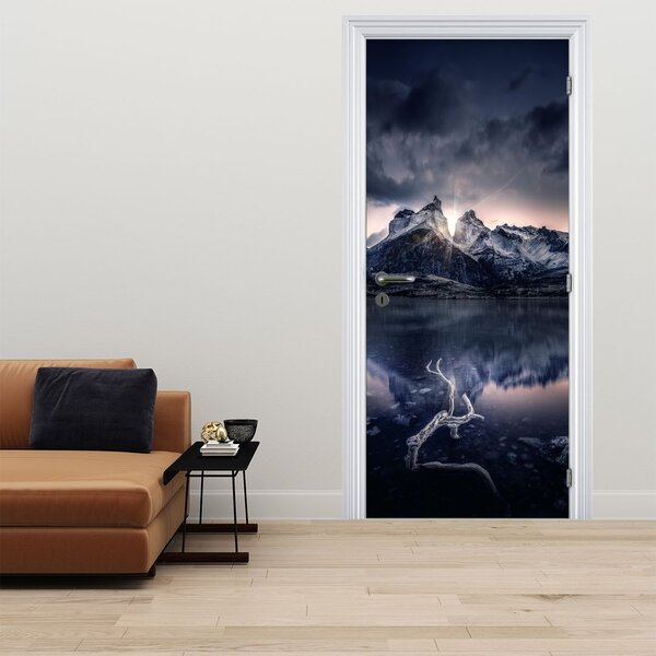 Fotótapéta ajtóra - Tó hegyekkel (95x205cm)