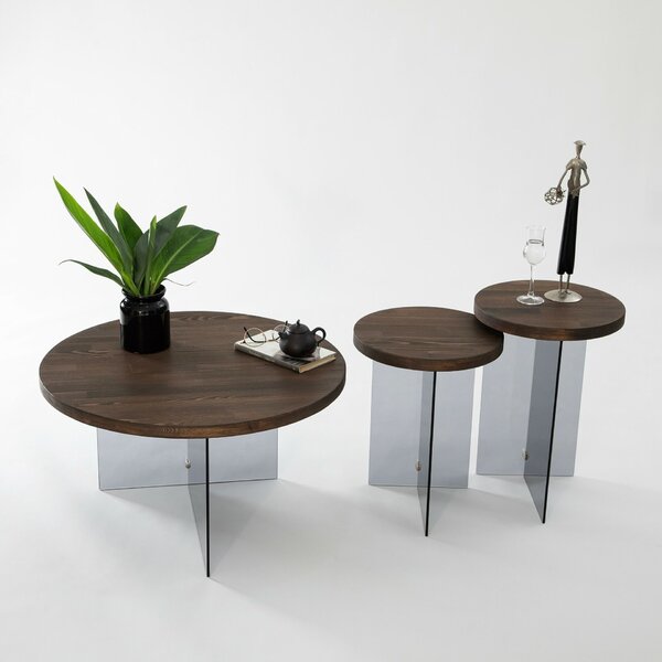 Hanah Home Serenity dohányzóasztal, dió és sötétszürke színben