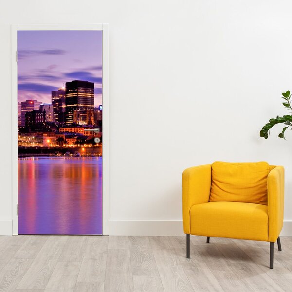 Fotótapéta ajtóra - Éjszakai város (95x205cm)