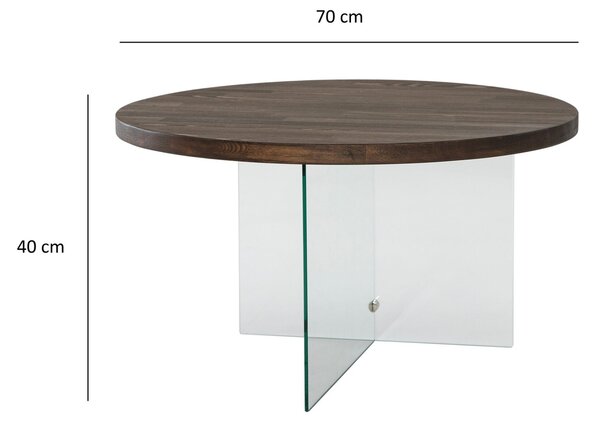 Hanah Home Serenity Dohányzóasztal, átlátszó, dió