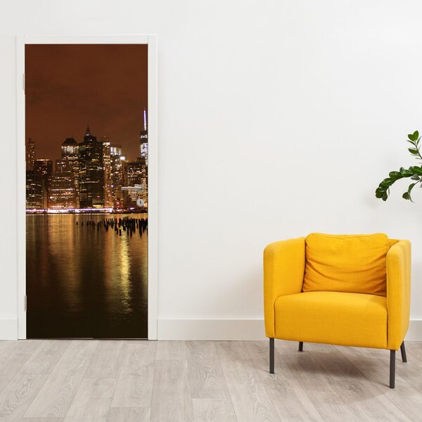 Fotótapéta ajtóra - Éjszakai város (95x205cm)