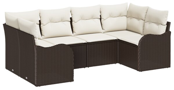 VidaXL Kerti Kanapé Szett tárolóval 6 pcs Barna és fehér Poli rattan
