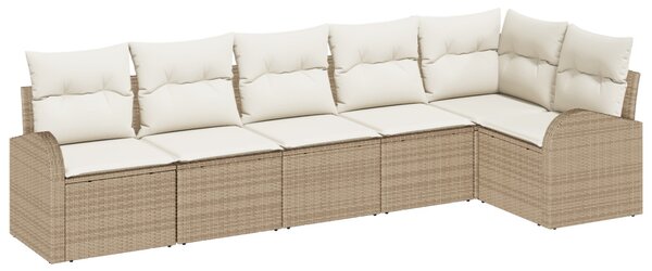 Kerti Kanapé Szett 6 db Beige és Fehér polirattan