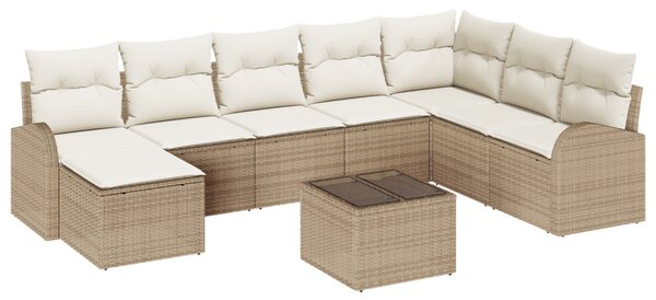 Kanapé Szett párnával tárolóval 9 pcs Beige és Fehér polirattan