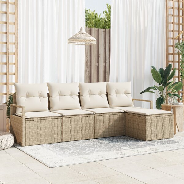 Kanapé Szett 5 db Beige és krém polirattan