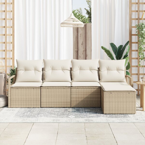Kanapé Szett 5 db Beige és krém polirattan