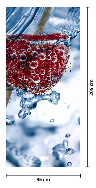 Fotótapéta ajtóra - Málna részlete a vízben (95x205cm)