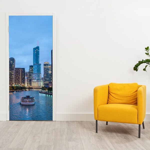 Fotótapéta ajtóra - Éjszakai város (95x205cm)