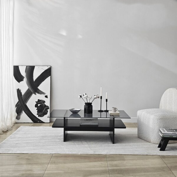 Hanah Home Coffee Table Black Fume Saga téglalap alakú dohányzóasztal - fekete, Fume
