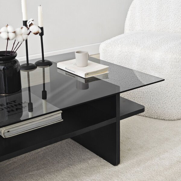 Hanah Home Coffee Table Black Fume Saga téglalap alakú dohányzóasztal - fekete, Fume