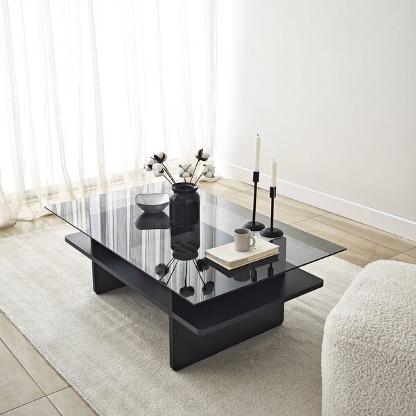 Hanah Home Coffee Table Black Fume Saga téglalap alakú dohányzóasztal - fekete, Fume