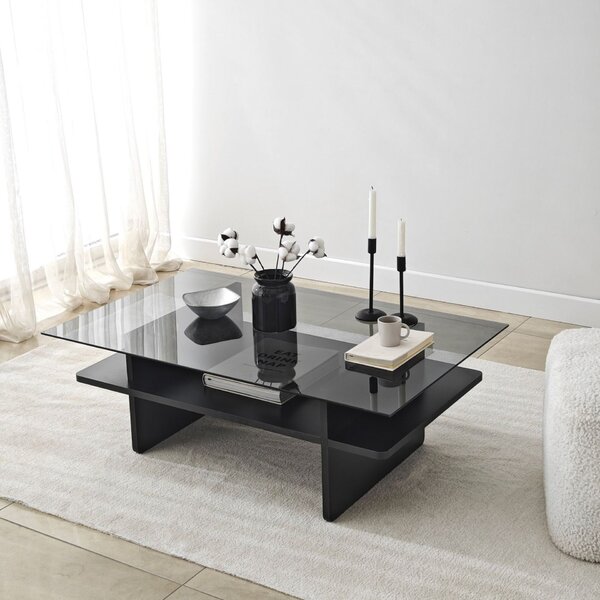Hanah Home Coffee Table Black Fume Saga téglalap alakú dohányzóasztal - fekete, Fume