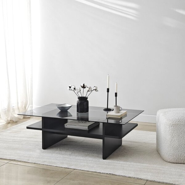 Hanah Home Coffee Table Black Fume Saga téglalap alakú dohányzóasztal - fekete, Fume