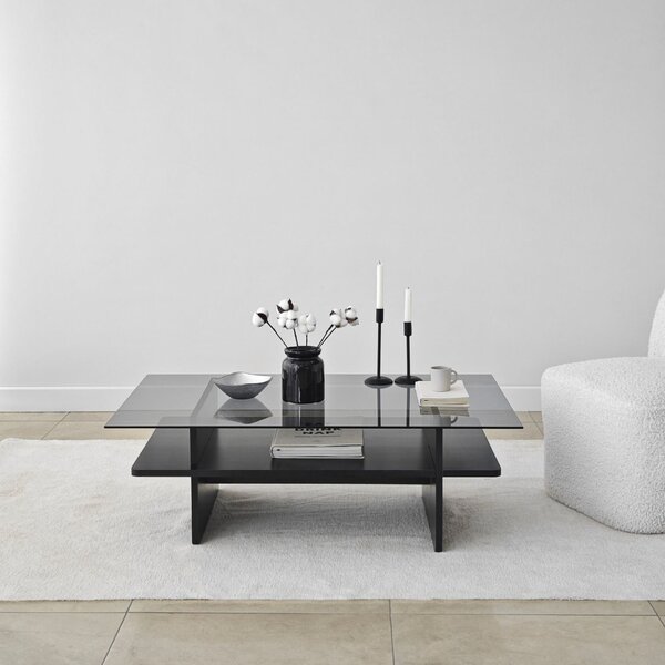 Hanah Home Coffee Table Black Fume Saga téglalap alakú dohányzóasztal - fekete, Fume