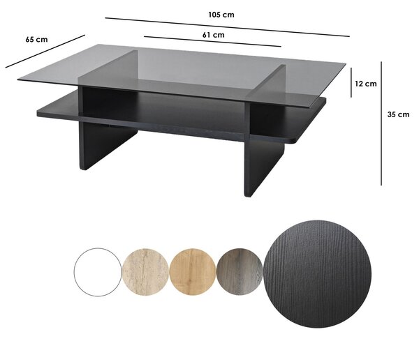 Hanah Home Coffee Table Black Fume Saga téglalap alakú dohányzóasztal - fekete, Fume