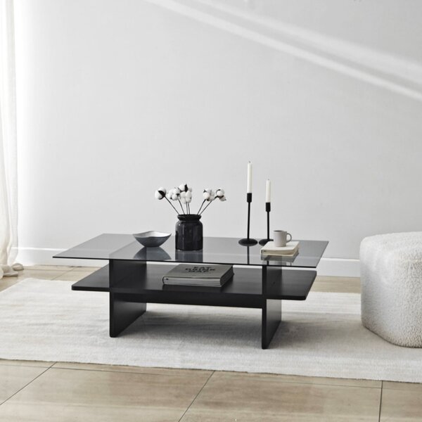 Hanah Home Coffee Table Black Fume Saga téglalap alakú dohányzóasztal - fekete, Fume