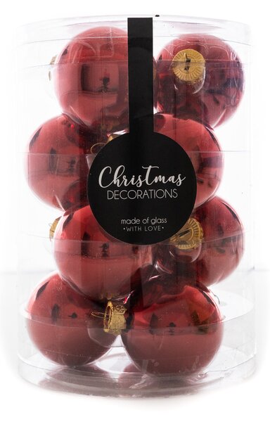 Red Shiny üveg karácsonyi gömb szett fényes piros 12*6cm