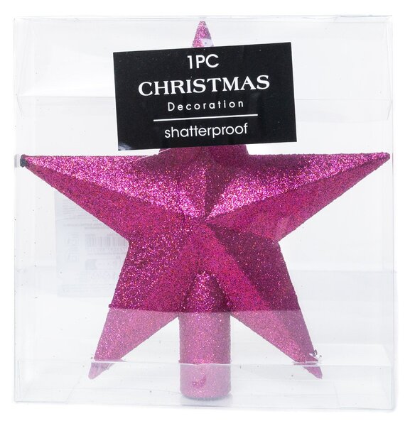 Glitteres csúcsdísz csillag 19 cm 2 rózsaszín