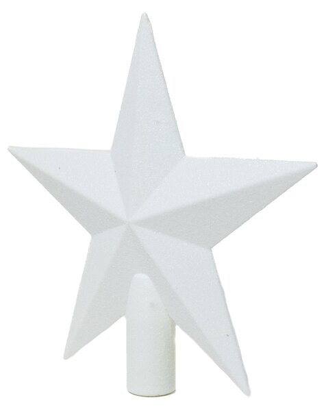 Fehér glitteres csúcsdísz csillag 19 cm