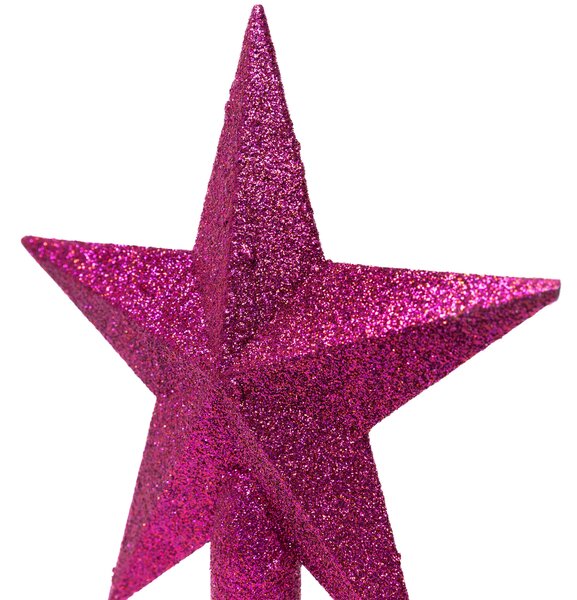 Glitteres csúcsdísz csillag 19 cm 2 rózsaszín