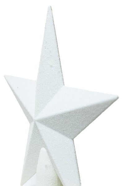 Fehér glitteres csúcsdísz csillag 19 cm
