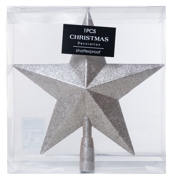 Pezsgő glitteres csúcsdísz 28.5 cm