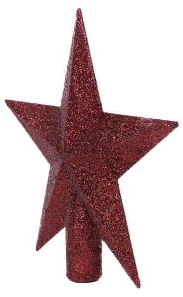 Bordó glitteres csúcsdísz csillag 19 cm