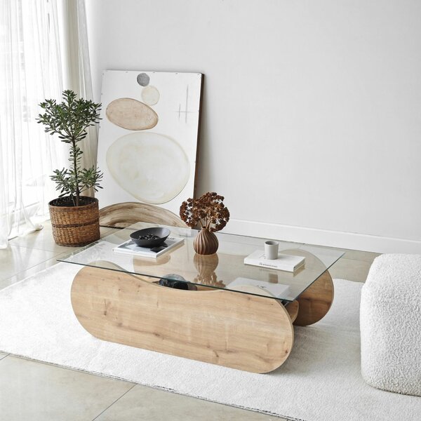 Hanah Home Sapphire Oak Transparent Brise dohányzóasztal - Sapphire Oak, átlátszó