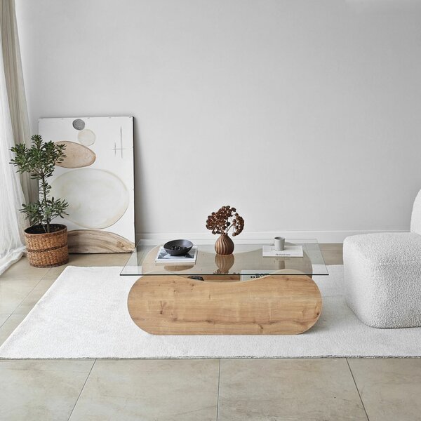 Hanah Home Sapphire Oak Transparent Brise dohányzóasztal - Sapphire Oak, átlátszó
