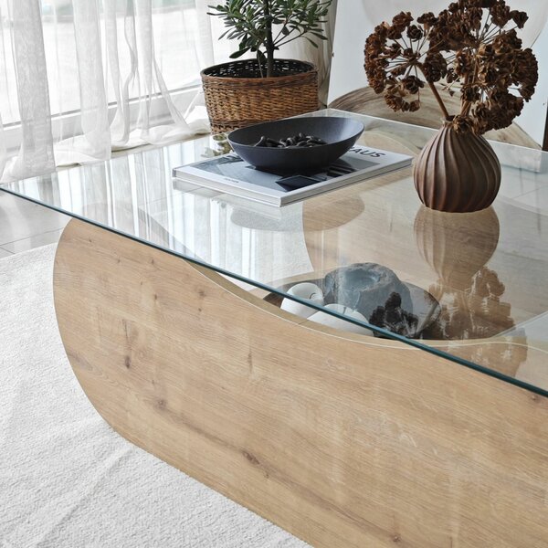 Hanah Home Sapphire Oak Transparent Brise dohányzóasztal - Sapphire Oak, átlátszó