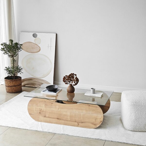 Hanah Home Sapphire Oak Transparent Brise dohányzóasztal - Sapphire Oak, átlátszó