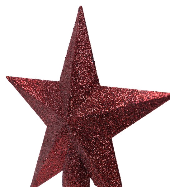 Bordó glitteres csúcsdísz csillag 19 cm