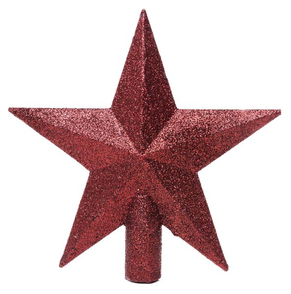 Bordó glitteres csúcsdísz csillag 19 cm