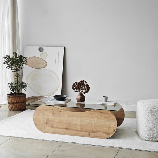 Hanah Home Sapphire Oak Transparent Brise dohányzóasztal - Sapphire Oak, átlátszó