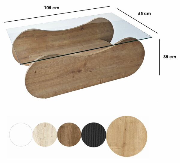 Hanah Home Sapphire Oak Transparent Brise dohányzóasztal - Sapphire Oak, átlátszó