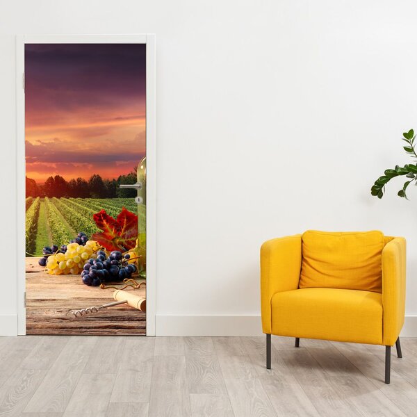 Fotótapéta ajtóra - Szőlőskert borral (95x205cm)