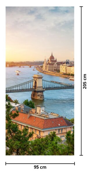 Fotótapéta ajtóra - Budapest város folyóval (95x205cm)