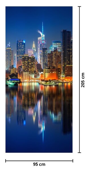 Fotótapéta ajtóra - Manhattan éjjel (95x205cm)