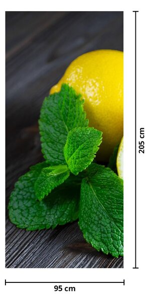 Fotótapéta ajtóra - Citrom és menta az asztalon (95x205cm)