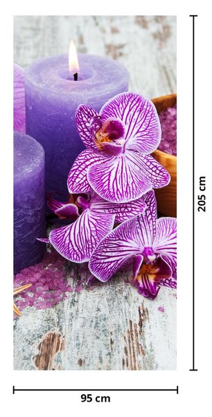 Fotótapéta ajtóra - Orchideák és gyertyák (95x205cm)