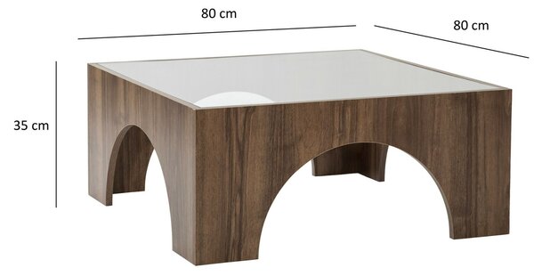 Hanah Home dohányzóasztal átlátszó, dió színű, Seine